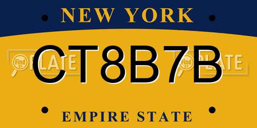 CT8B7B New York License Plate