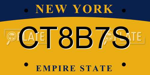 CT8B7S New York License Plate