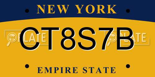 CT8S7B New York License Plate