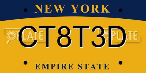 CT8T3D New York License Plate