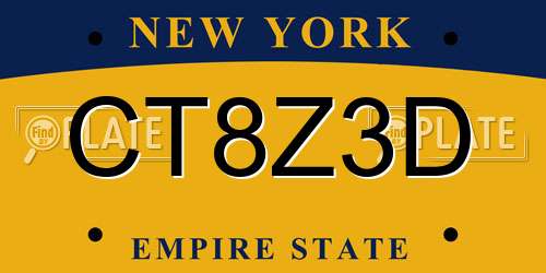 CT8Z3D New York License Plate