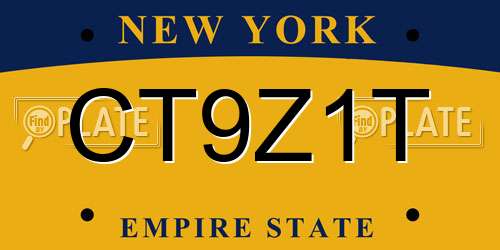 CT9Z1T New York License Plate