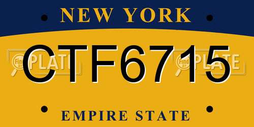 CTF6715 New York License Plate