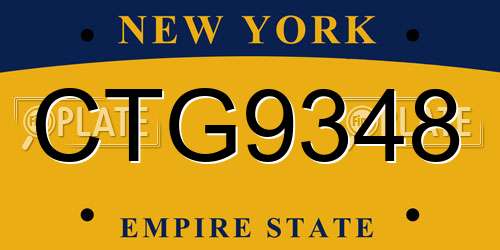 CTG9348 New York License Plate