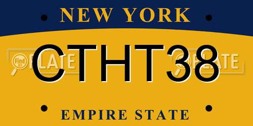 CTHT38 New York License Plate