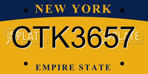 CTK3657 New York License Plate