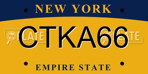 CTKA66 New York License Plate