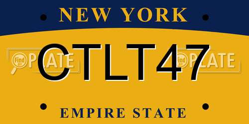 CTLT47 New York License Plate