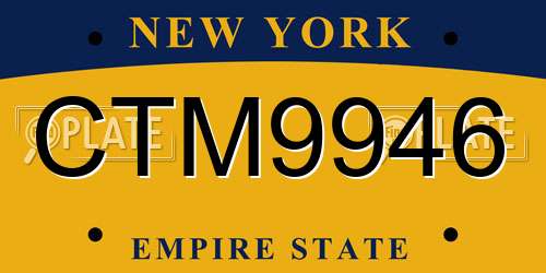 CTM9946 New York License Plate