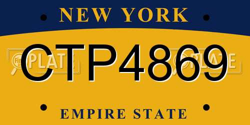 CTP4869 New York License Plate