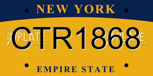 CTR1868 New York License Plate