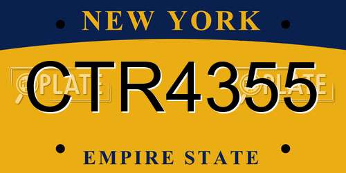 CTR4355 New York License Plate