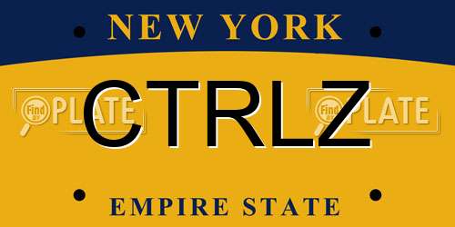 CTRLZ New York License Plate