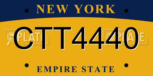 CTT4440 New York License Plate