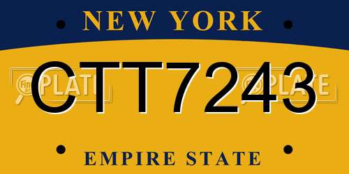 CTT7243 New York License Plate