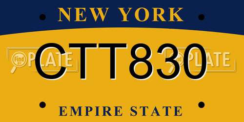 CTT830 New York License Plate