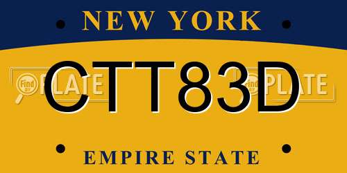 CTT83D New York License Plate