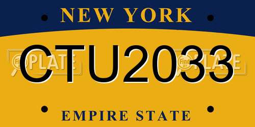 CTU2033 New York License Plate