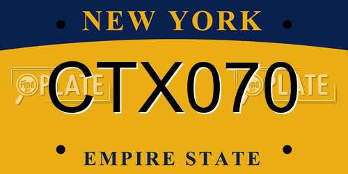 CTX070 New York License Plate