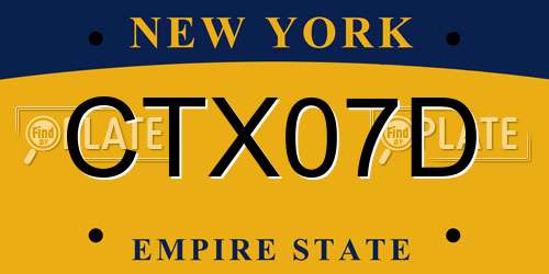 CTX07D New York License Plate
