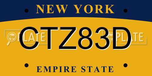 CTZ83D New York License Plate