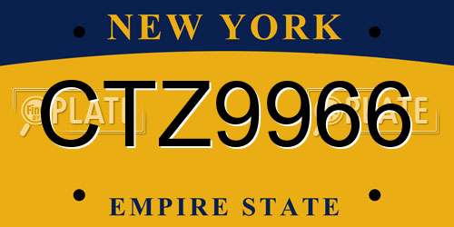 CTZ9966 New York License Plate
