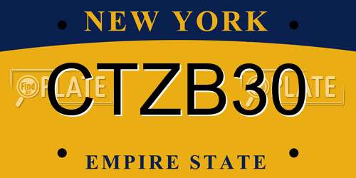 CTZB30 New York License Plate