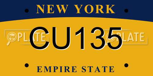 CU135 New York License Plate