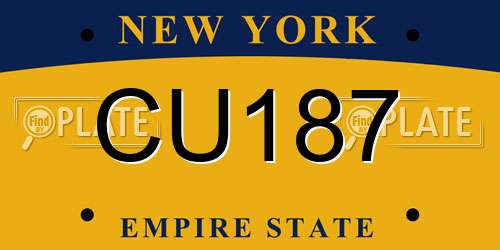 CU187 New York License Plate