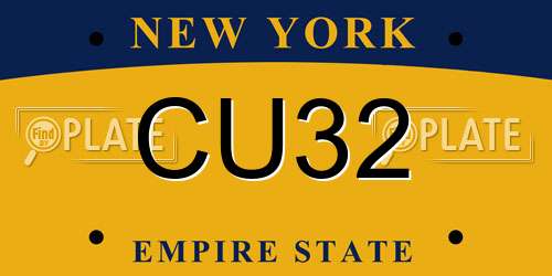 CU32 New York License Plate