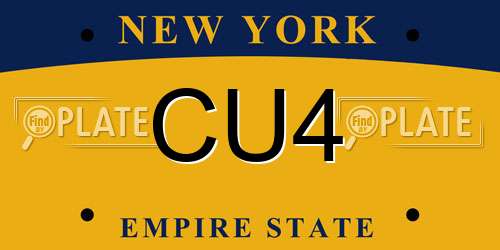 CU4 New York License Plate
