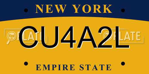 CU4A2L New York License Plate