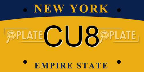 CU8 New York License Plate