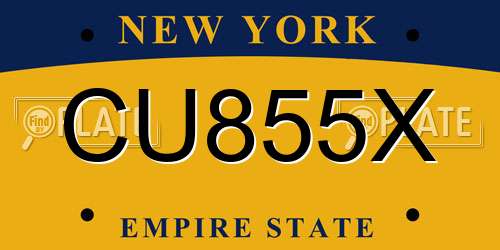 CU855X New York License Plate