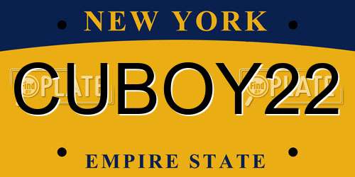 CUBOY22 New York License Plate