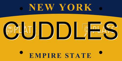 CUDDLES New York License Plate