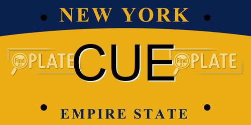 CUE New York License Plate
