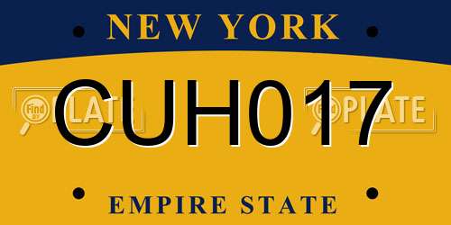 CUH017 New York License Plate