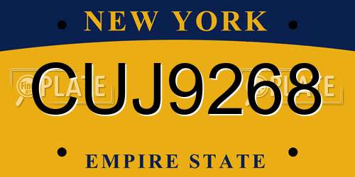 CUJ9268 New York License Plate