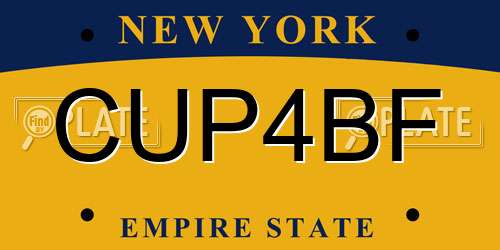 CUP4BF New York License Plate