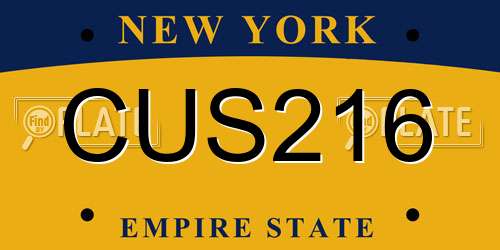 CUS216 New York License Plate