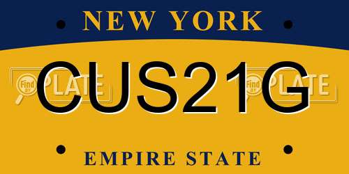 CUS21G New York License Plate