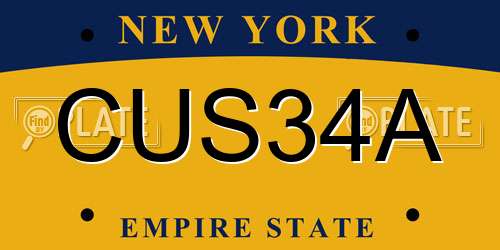 CUS34A New York License Plate