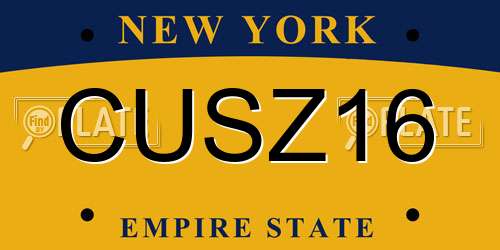 CUSZ16 New York License Plate