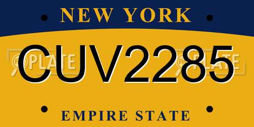 CUV2285 New York License Plate