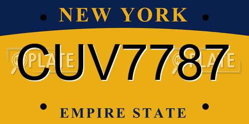 CUV7787 New York License Plate
