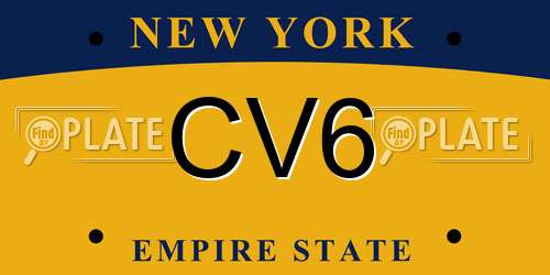 CV6 New York License Plate