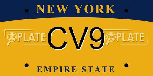 CV9 New York License Plate
