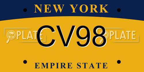 CV98 New York License Plate