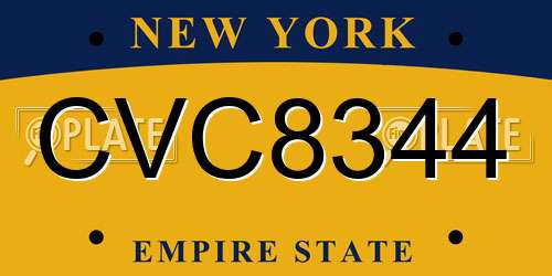 CVC8344 New York License Plate